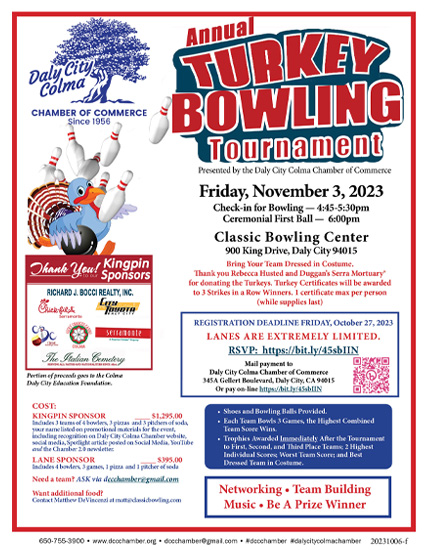 Reserve your lane(s) for Turkey Bowl Tournament Friday, November 3rd at Classic Bowling Center